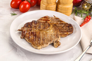 Grilled pork neck sirloin steak