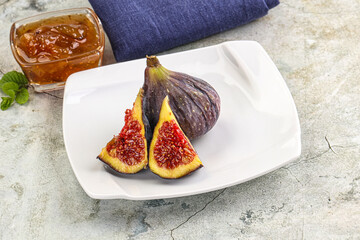 Purple ripe fig with cut