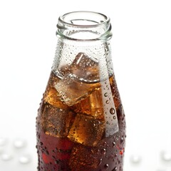 Cold Iced Cola with Condensation and Ice Cubes 