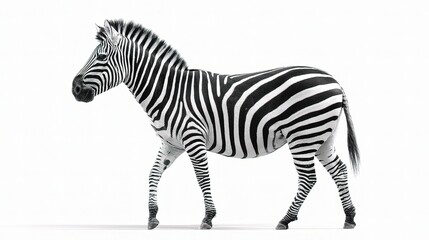 Fototapeta premium Elegant Zebra Standing in Profile with Striking Black and White Stripes