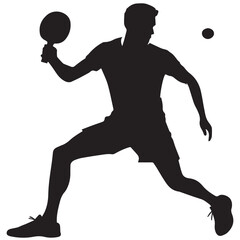 Table tennis player silhouette vector illustration isolated on white background