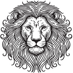 The lion head hand draw vintage engraving black and white vector