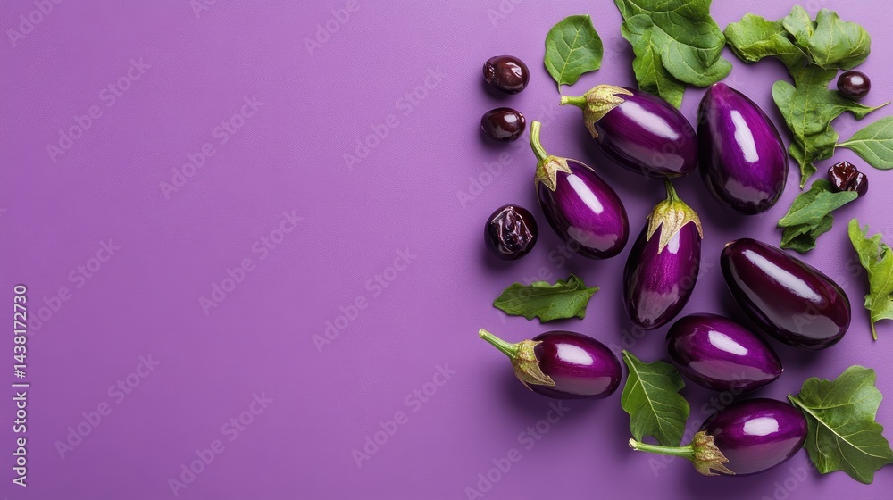 Poster Monochromatic color scheme with eggplants on matching soft purple background