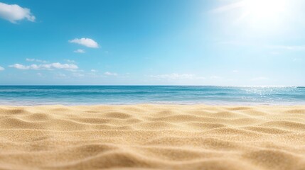 Fototapeta premium Stunning sandy beach paradise under clear blue sky breathtaking coastal escape