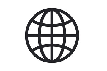 A simple globe icon with intersecting lines representing meridians and parallels.