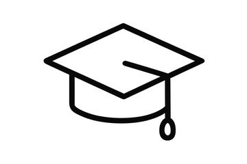 Simple illustration of a graduation cap with a tassel.