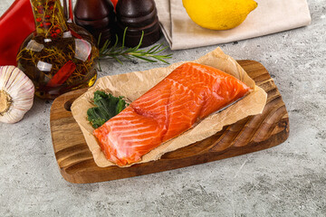 Piece of cut salmon fillet