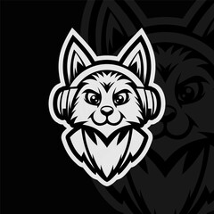 Wolf esport illustration, black white