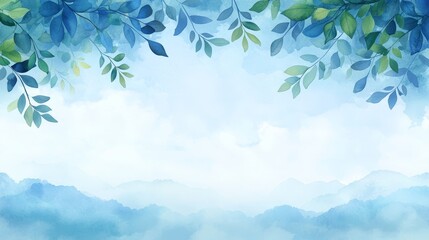 Vibrant blue sky lush green leaves and fluffy white clouds breathtaking natural vista