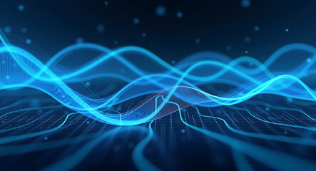 Obraz premium Abstract blue digital wave pattern for technology background