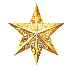 Obraz premium A golden five-pointed star, on Png Format and Transparent Background