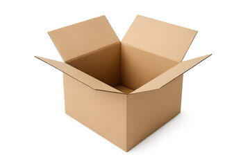 A cardboard box with open flaps, ready for packing or storage.