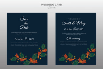 Wedding invitation floral card template design