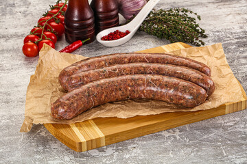 Raw beef and lamb sausages