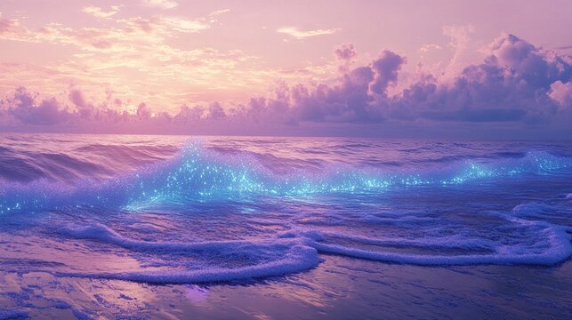 Magical sunrise ocean waves - Powered by Adobe