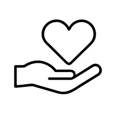 hand holding heart line art icon vector illustration