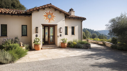 Sunburst Mosaic Above Rustic Entryway
