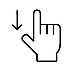pointing down line art icon vector illustration