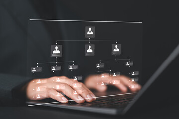 Organization chart and hierarchy structure employees in the company with departments in business....