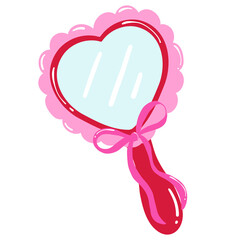 Heart-Shaped Hand Mirror Illustration