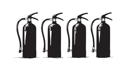 Fire extinguisher set line art