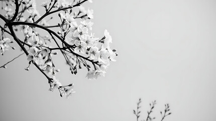 Fototapeta premium Spring blossom tree and blooming plants side view