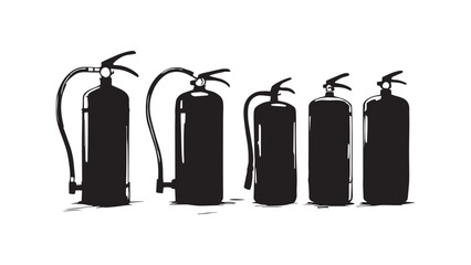 Fire extinguisher set line art
