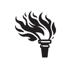 Flaming torch silhouette bold minimal design © Depto