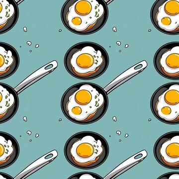 cartoon eggs jumping out of frying pans