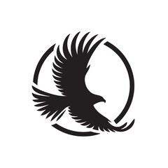 Fototapeta premium Diving hawk silhouette clean minimal design