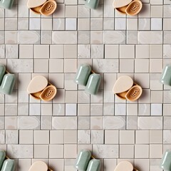 bathroom spa set on tile background