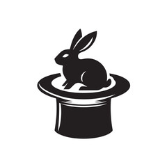 Magicians Hat with Rabbit Silhouette