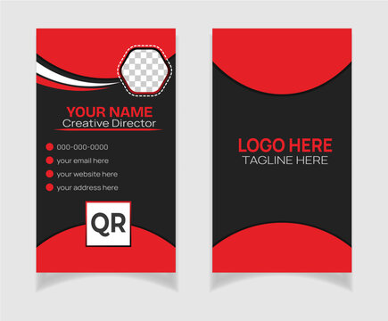 Double-sided creative business card template. Portrait and landscape orientation. Horizontal and vertical layout. Vector illustration.
