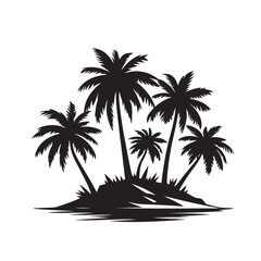 Palm Tree Island Black Silhouette