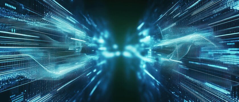Abstract digital data stream tunnel effect
