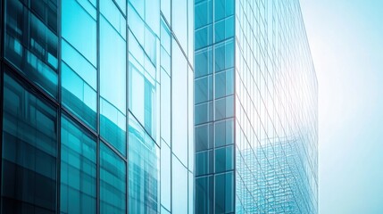 Modern Glass Skyscrapers Reflecting Sunlight: Architectural Marvel