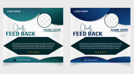 Customer feedback testimonial social media post web banner template.