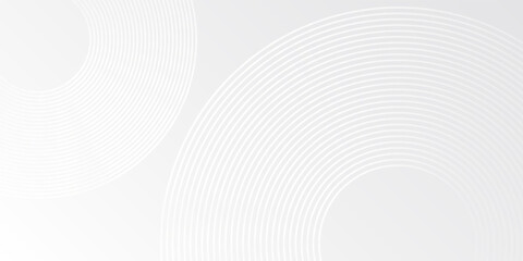 Abstract white glowing geometric lines on gray background. Modern shiny blue circle lines simple simple abstract