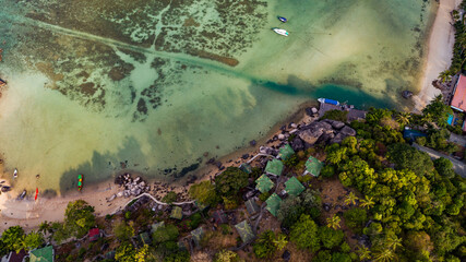 Top view seashore waves nature background,Amazing waves crashing on rocks seascape view