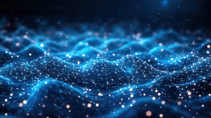 Abstract digital illustration of interconnected particles.