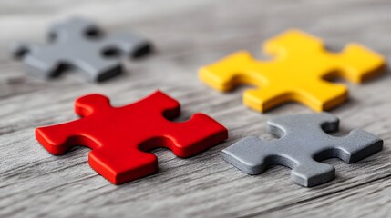 Fototapeta premium Puzzle Pieces Coming Together for Teamwork and Problem-Solving Concept