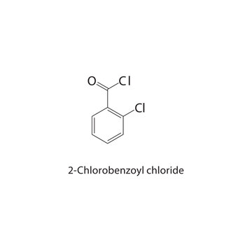 2-Chlorobenzoyl chloride skeletal structure. Aromatic Acid Chloride compound schematic illustration. Simple diagram, chemical formula.
