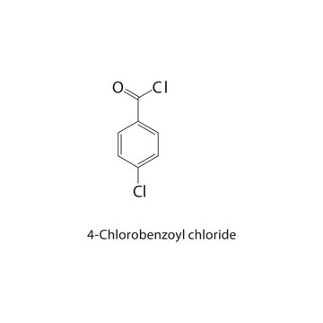 4-Chlorobenzoyl chloride skeletal structure. Aromatic Acid Chloride compound schematic illustration. Simple diagram, chemical formula.