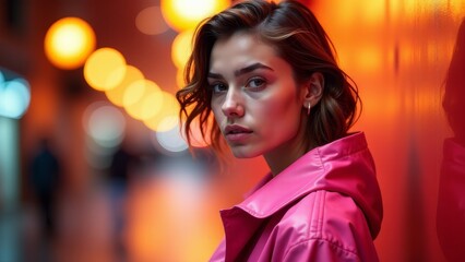 Naklejka premium Portrait Of Woman In Urban Setting