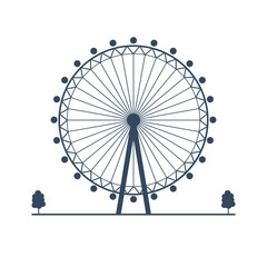 ferris wheel silhouette icon, amusement park logo template, fun fair vector illustration