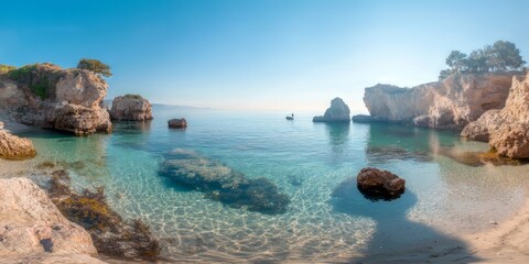 Fototapeta premium Tranquil ocean view cyprus hdr 360 degree landscape serene environment coastal concept