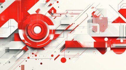 Fototapeta premium Abstract Red and White Geometric Design: A Digital Art Piece
