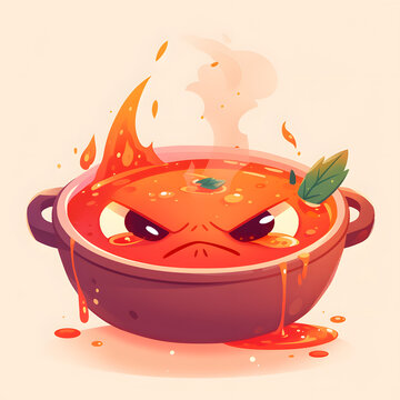 angry soup pot with flames clip art preview