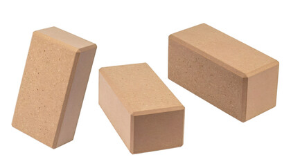 Cork yoga blocks supporting stretching, alignment, and balance during exercise practices