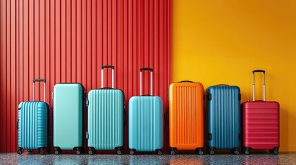 Obraz premium Assorted Luggage Set, Colorful Hard Shell Suitcases With Extendable Handles, Rolling Wheels